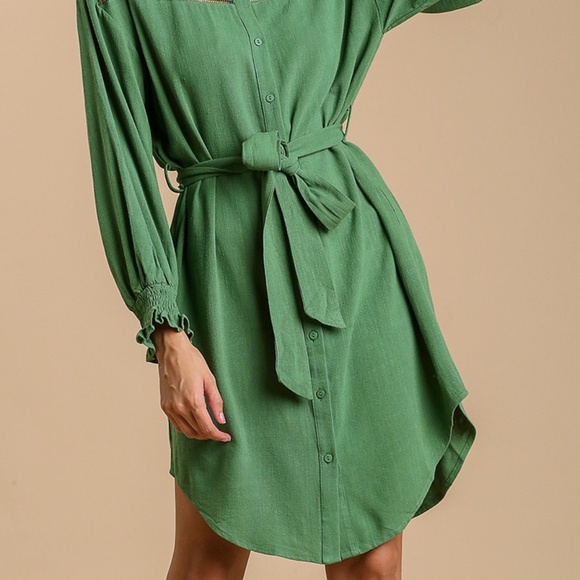Umgee Dark Sage Shirt Dress | NWT - Picture 3 of 10
